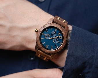 Custom wood watch, Men's wooden watch, Engraved watch for dad, Wood watch groomsmen, Anniversary watch for men, Personalized wood watch
