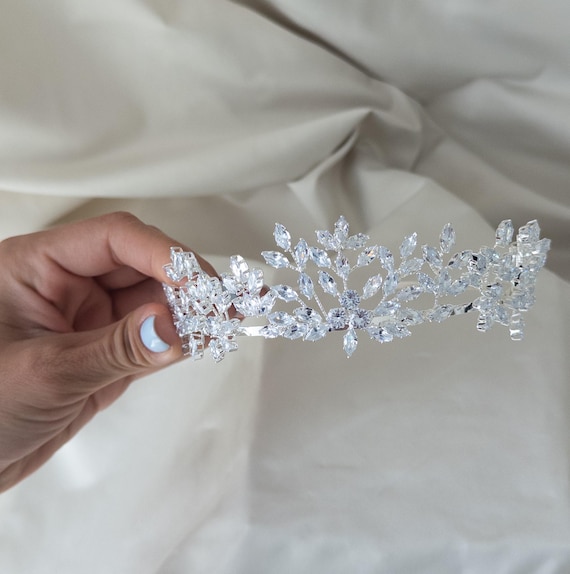 Bridal Tiara Silver, Silver Wedding Headband, Rhinestone 