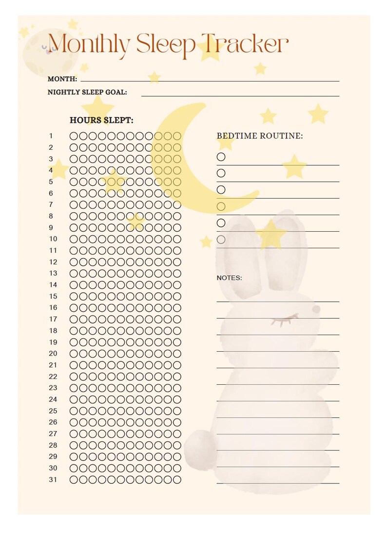 Monthly Sleep Tracker Printable – Sleep Log PDF for Better Rest ...
