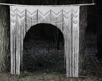 Macrame window curtain Large macrame arch Wedding centerpiece Eco-friendly wedding decor Boho home Wedding backdrop Bohemian macrame decor