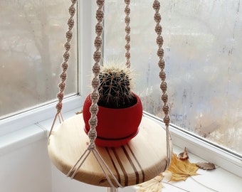 Macrame hanging shelf Macrame plant hanger Hanging bedside table Floating hanging planter Round macrame table Plant shelf Boho home decor