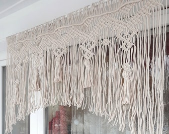 38" Macrame valance for window Macrame arch Kitchen curtain Boho macrame valance Bohemian cafe curtain Window treatments Entry curtain
