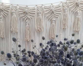 Large macrame garland with tassels Macrame wall hanging Nursery boho decor Bohemian wedding backdrop Bedroom decor Scandinavian modern art