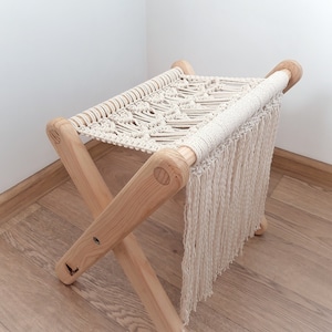 Macrame silla plegable Silla plegable Taburete portátil Taburete de la habitación del bebé Boho decoración del hogar Boho muebles Camp-chair Taburete para picnic / salida