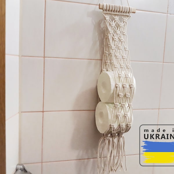 Macrame toilet tissue holder Boho roll holder Toilet paper roll hanger Toilet paper storage Toilet decor Bohemian bathroom accessories