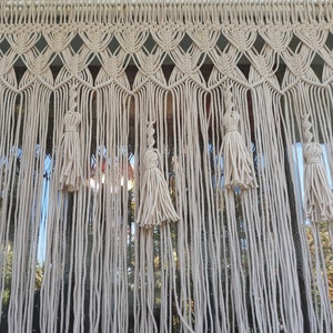 Macrame window curtain Macrame valance Over the bed wll hanging Short kitchen curtain Wedding backdrop Bohemian bedroom decor Boho nursery
