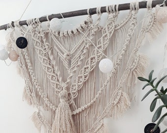 Macrame wall hanging Over the bed wall decor Boho bedroom Bohemian wall art Cotton modern macrame Boho holiday decor Macrame wall decor