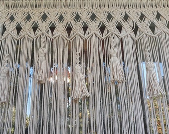 Macrame window curtain Macrame valance Over the bed wll hanging Short kitchen curtain Wedding backdrop Bohemian bedroom decor Boho nursery