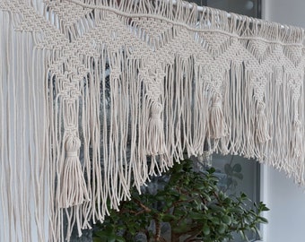 48" Macrame valance for window Macrame arch Short kitchen curtain Boho macrame valance Wall hanging decor Entry curtain Over the door hanger