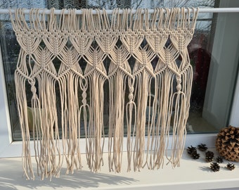 Macrame curtain for bathroom Small macrame valance Window cover Boho small window panel Bohemian window decor Farmhouse window decoration