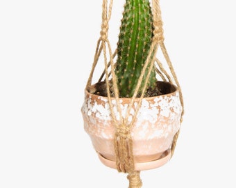 Macrame plant hanger 15", 20", 24" Small rope pot holder Jute hanging planter for succulent or cactus Rustic home decor Plant accessories