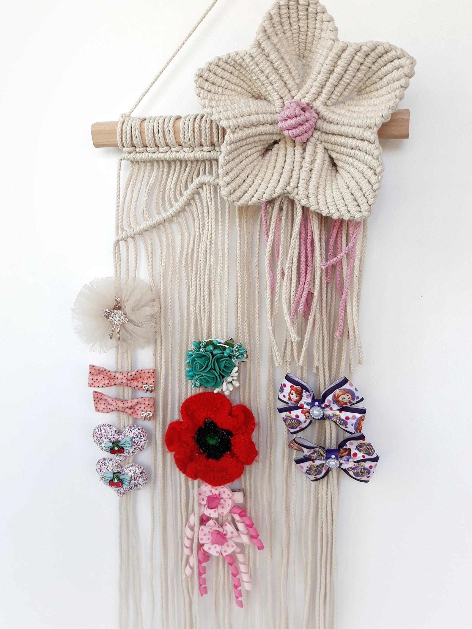 Hair Bow Holder Macrame Girl's Bows Organizer Hair Clips Etsy
