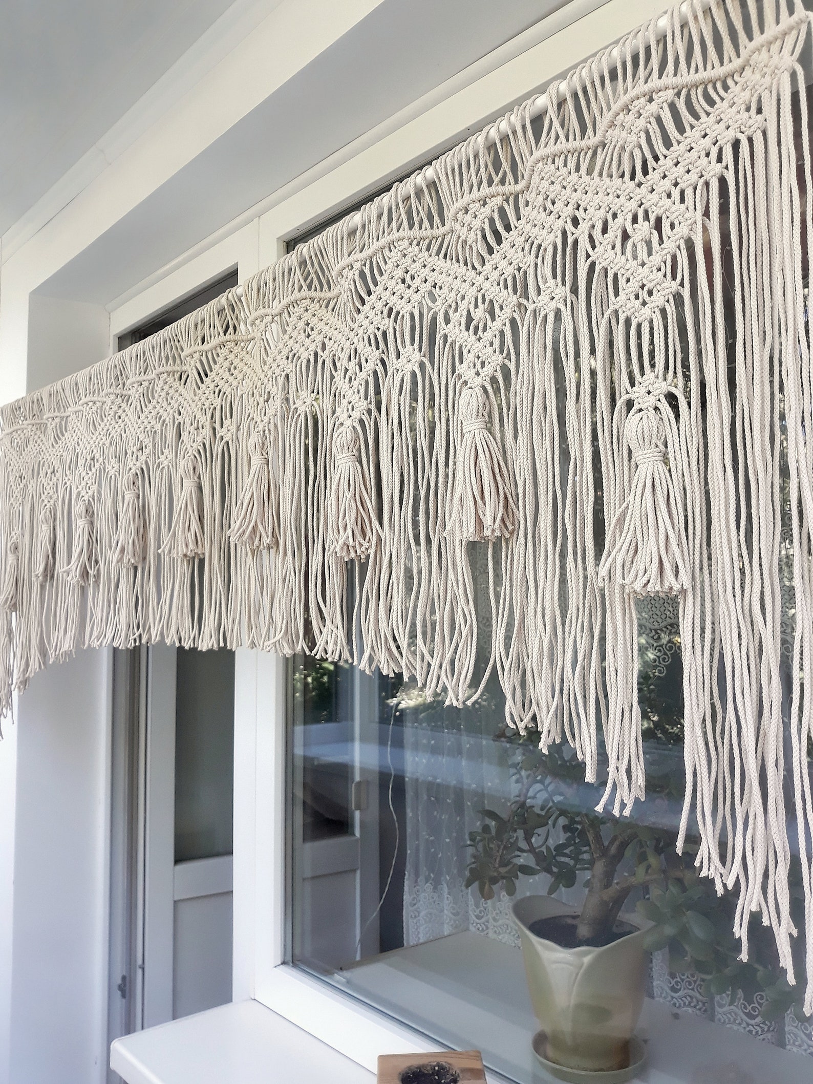 72 Macrame Valance for Wide Window Macrame Arch Kitchen Etsy