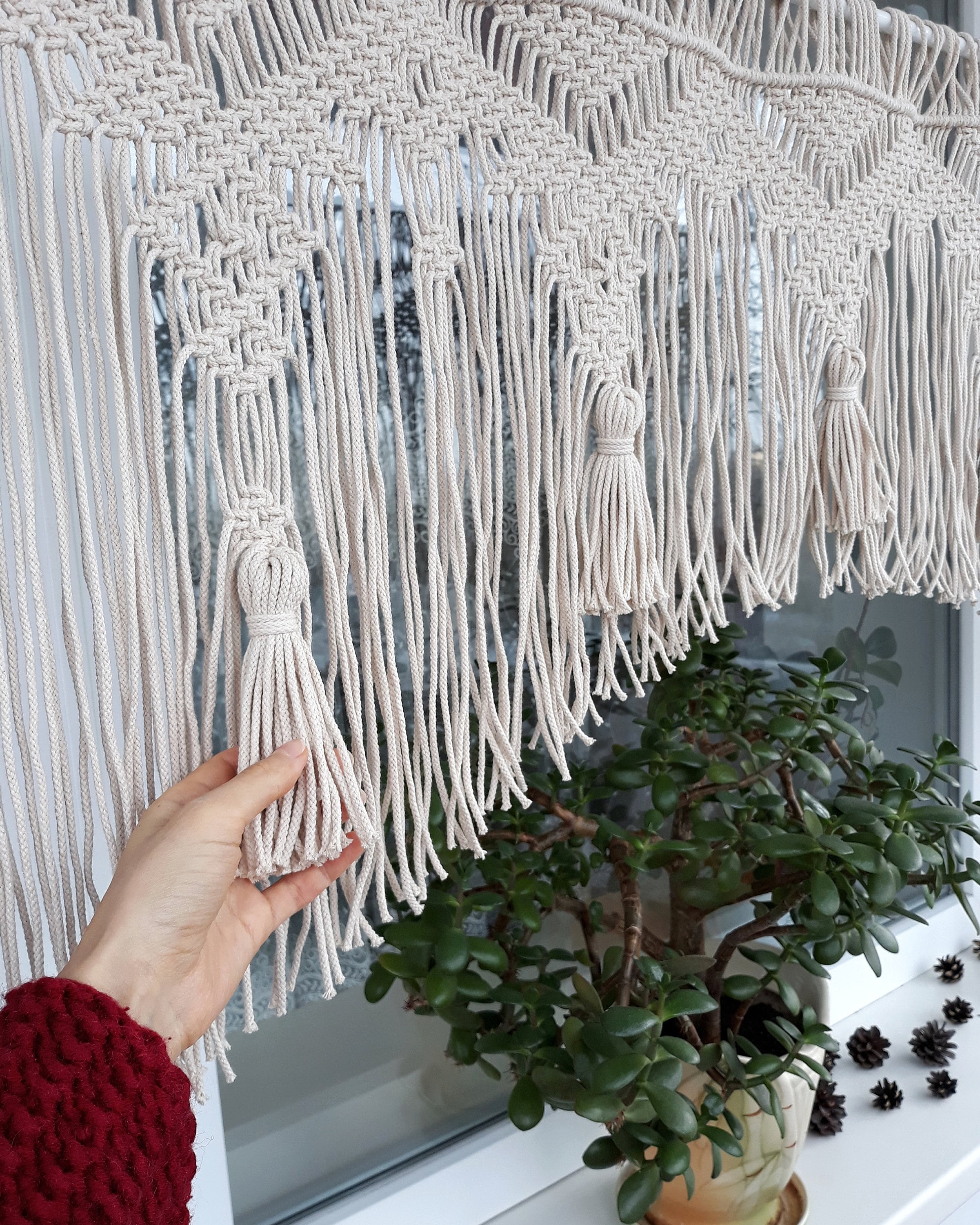 48 Macrame valance for window Macrame arch Short kitchen Etsy
