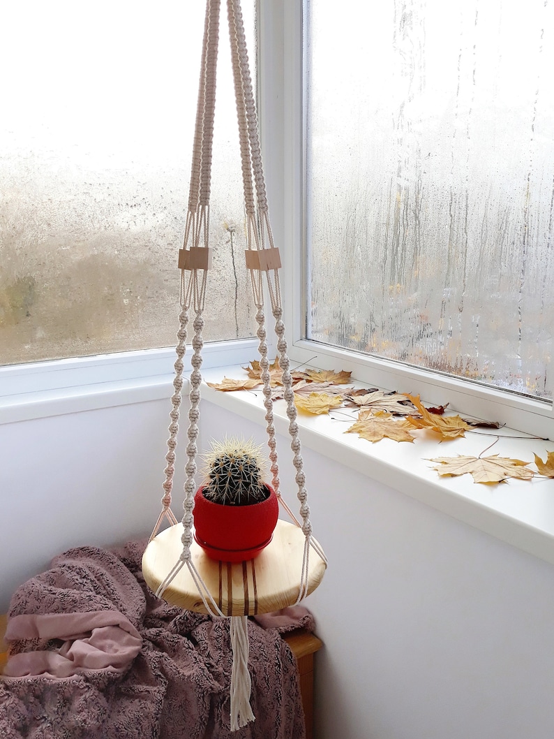 Cintre Macramé Vintage Butterfly – Années 70, Perles Orange Et Rouge, Fabrication Hong Kong