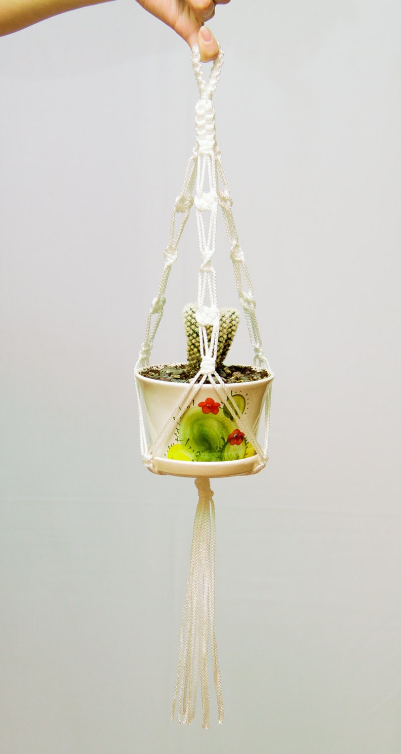 Small macrame plant hanger 15, 20, 24 Hanging planter Mini pot holder Indoor plant holder Greenery home decor Urban jungle Gift for home image 5