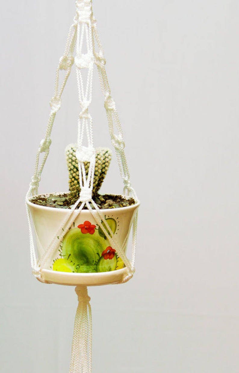 Small macrame plant hanger 15, 20, 24 Hanging planter Mini pot holder Indoor plant holder Greenery home decor Urban jungle Gift for home image 7