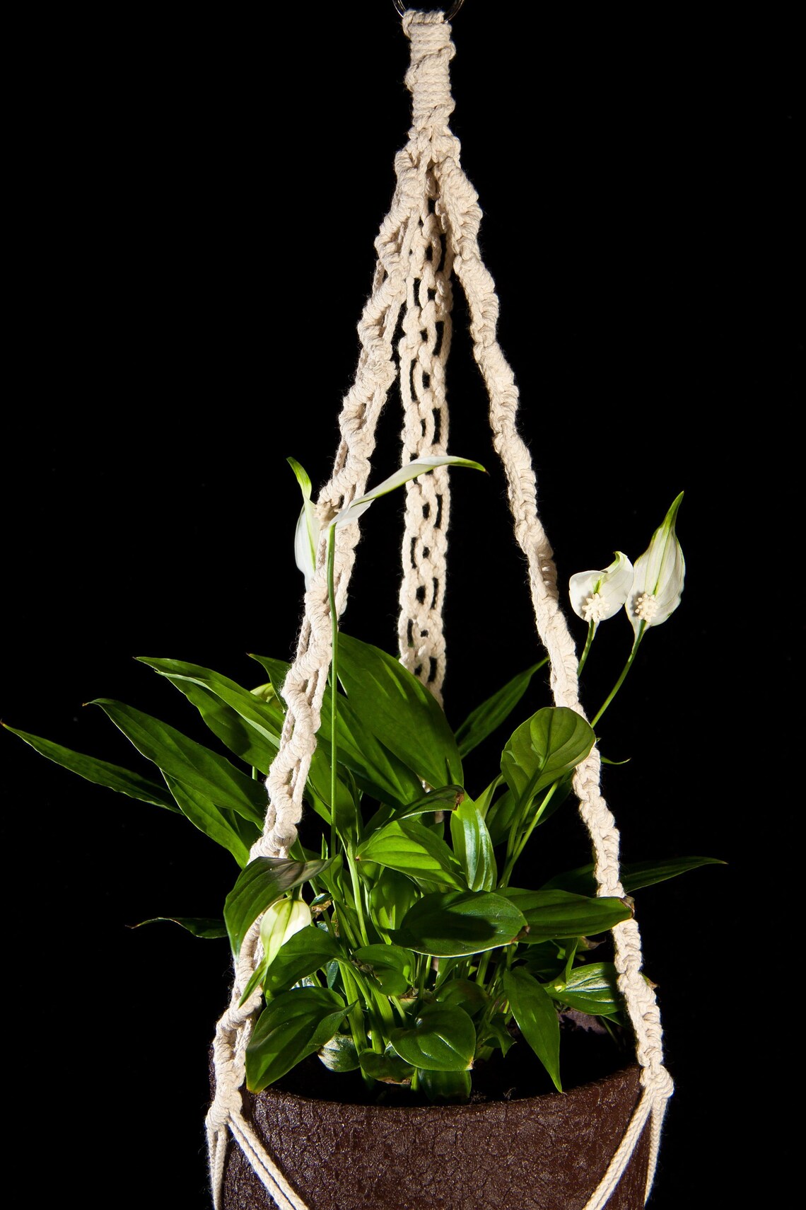 Macrame Plant Flower Pot Holder – Hemp Rope Braided Hanging Planter Basket - View #2