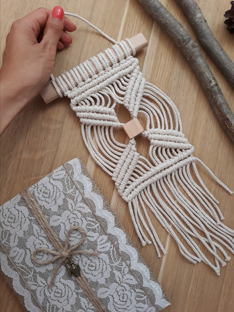 Macrame wall hanging Small woven wall hanging Natural white Etsy