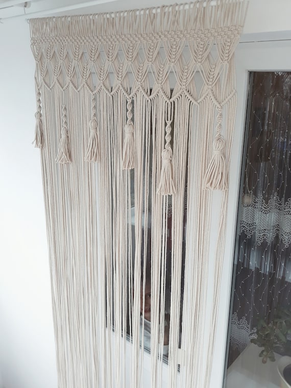 Rideau En Macramé Bohème – Décoration Intérieure – Séparateur De Pièce – Coton Avec Glands