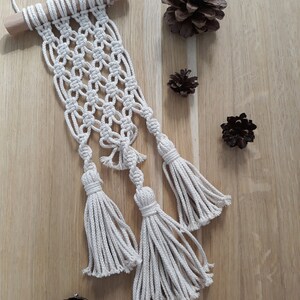 Macrame wall hanging Small wall hanging Bohemian decor Mini wall hanging Macrame with tassels Boho wall art Natural white cotton macrame image 2