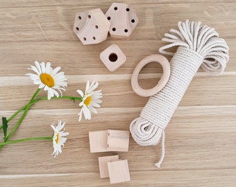 DIY macrame plant hanger Beaded cotton macrame kit Craft kits DIY hanging planter DIY macrame set Macrame pattern Adult crafting party ideas