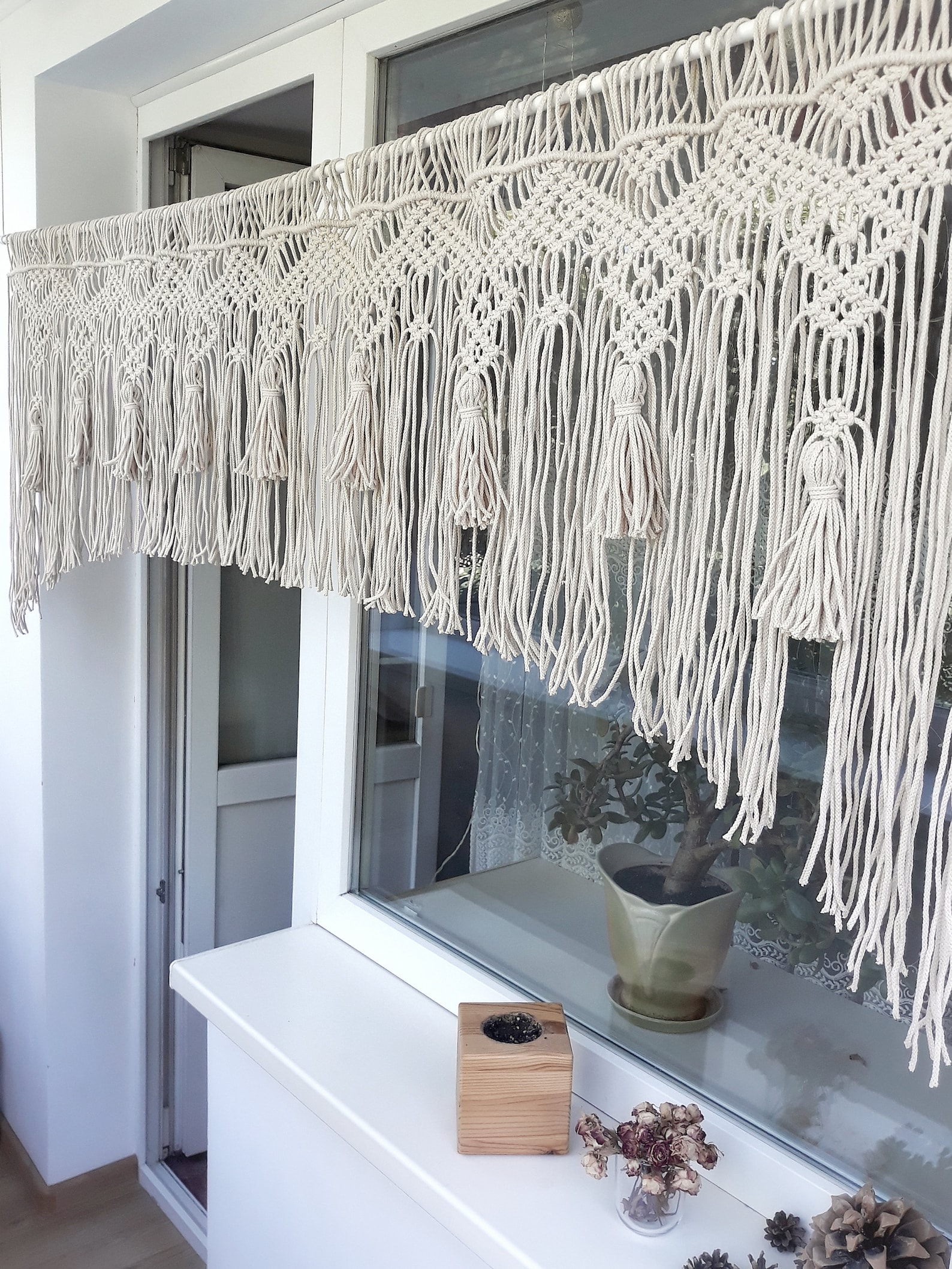 72 Macrame Valance for Wide Window Macrame Arch Kitchen Etsy