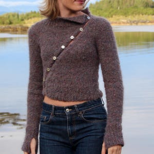 トップス 24AWMUKCYEN asymmetric short cardigan Anoumcy Asymmetric Button Up Cardigans Sweaters for Women Elegant