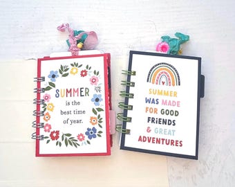 Summer-themed lined notebook |Handmade Mini Notebook | 3x4 Spiral Journal | Summer Theme Pocket Diary