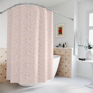Pink Reef Collection Seaside Patterned Shower Curtain Coral Bathroom Decor Beach Home Bathroom Set Coastal Cottage Decor