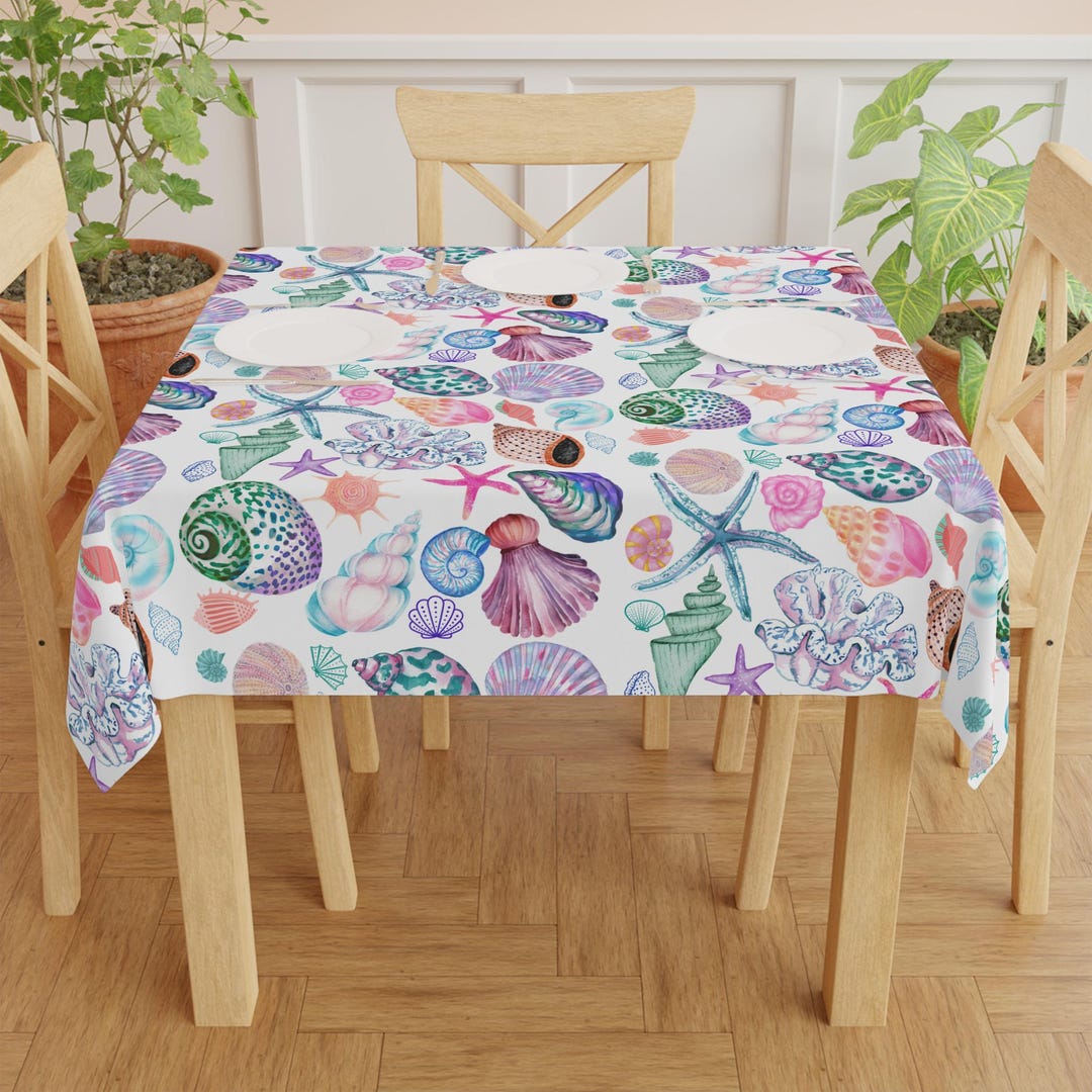 The Seashell Edit Colorful Coastal Tablecloth Beach Theme Home Decor ...