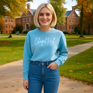 UNC Chapel Hill Sweatshirt College Game Day UNC Tarheels Carolina Blue