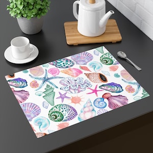 The Seashell Edit Beach Themed Placemat for Coastal Dining Nautical Table Decor Shell Design Tabletop Accessory Summer Home Decor Seafood