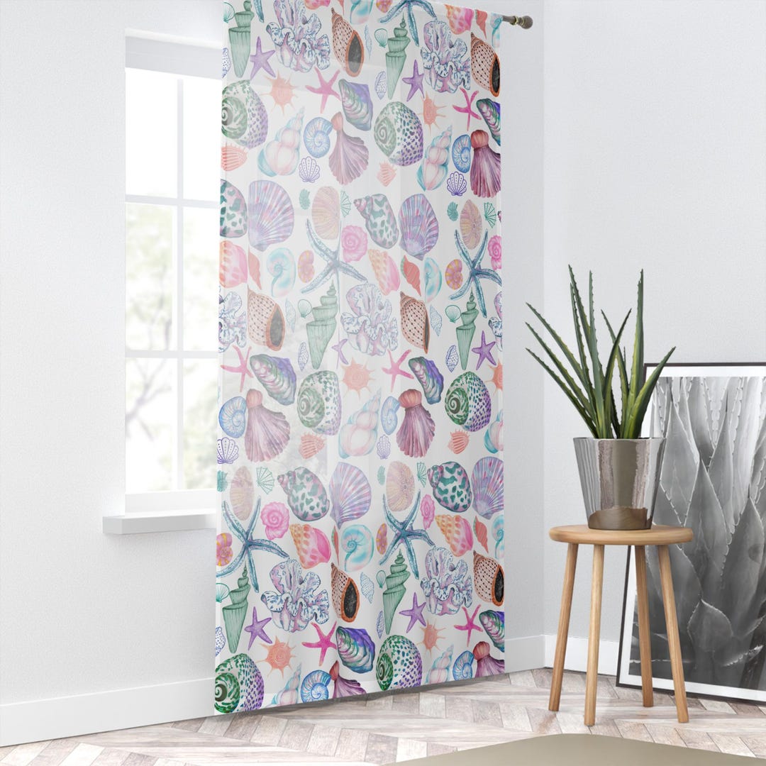 The Seashell Edit Seashell Window Curtains Coastal Beach House Decor ...