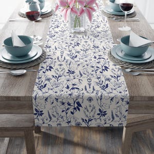 Elegant Floral Table Runner for Dining, Cotton and Poly, Home Decor, Wedding Table Decorations, Boho Style, Kitchen Accessory