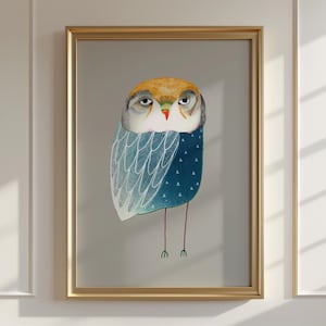 Lucky Owl Art Print, Whimsical Wall Decor, New Home Gift