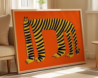 Bright Tiger Art Print, Home Decor, Wall Decoration, Modern, Housewarming Gift, Kitchen/Dining, New Home Gift