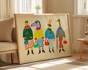 Fashion Week Art Print, Home Decor, Gift For Girls, Kids Playroom, Children's Illustration, Teens Birthday, Bright Colorful Poster