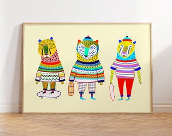 Cool Spotted Skateboarders | Art Print for Nursery | Art Print | Kids Decor | Wall Decor | Gift For Boys - Children's Decor