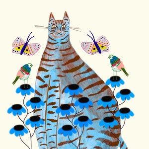 Tabby Cat Art Print Illustration Home Decor image 2