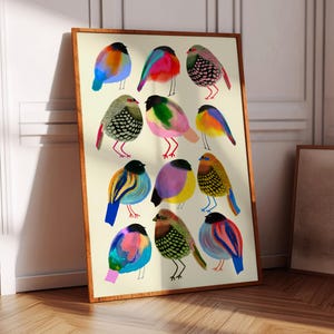 Vibrant Borbs Art Print, Birds Decor, Wall Decoration for Kitchen & Dining, Bedroom, Living Room, Hallway, Entryway, Office, Birthday Gift