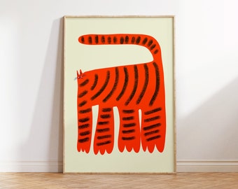 Stripy Red Cat | Art Print | Gift Idea | Illustration