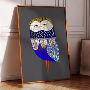 Impresión artística de magnífico búho, decoración caprichosa para el hogar, regalo para ella, dormitorio, baño, sala de estar, entrada, cumpleaños, decoración de cocina y comedor
