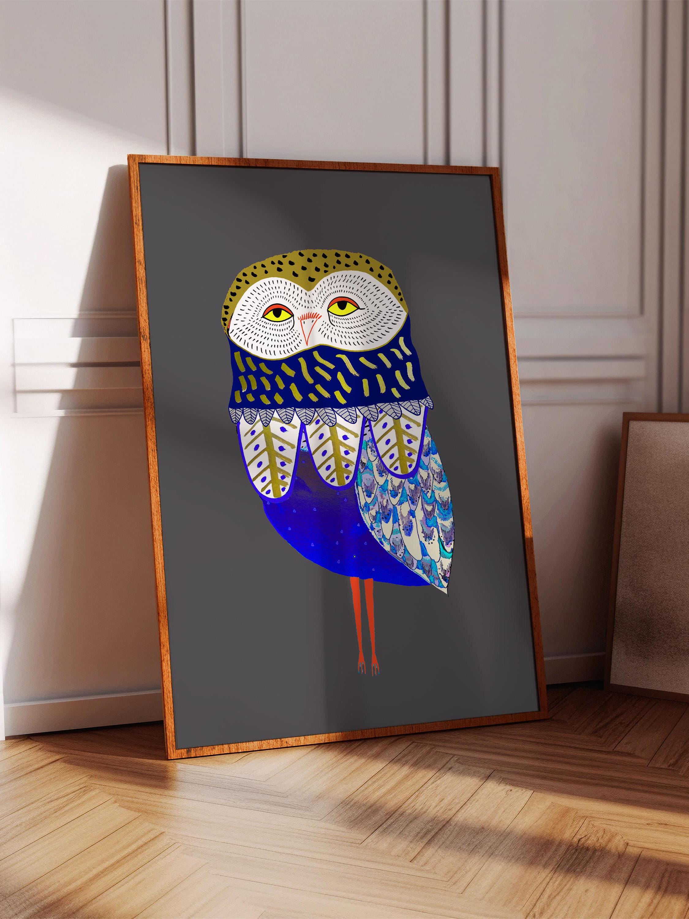 Magnificent Owl Art Print, Whimsical Home Decor, Gift For Her, Bedroom, Bathroom, Living Room, Entry