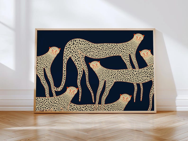 Cheetah Family Art Print, Home Decor, Wall Decoration, Gift for Kitchen