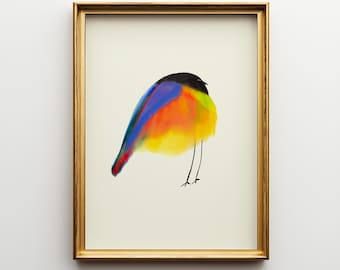 Runder Vogel Kunstdruck | Wohnkultur | Einzigartige Illustration | Wandkunst | Neues Zuhause Geschenk