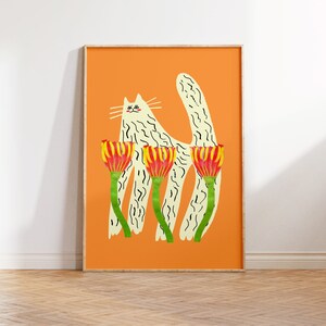 Kitty and Tulips. | Art Print | Illustration | Gift Idea | Cat Art Prints.