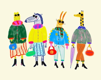 Fashion Week Art Print, Kids Decor, Playroom, Nursery, Children's Illustration, Gift For Girls