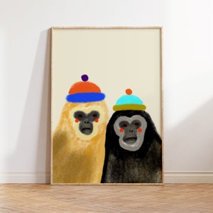 Hipster Gibbons Art Print Home Decor image 2