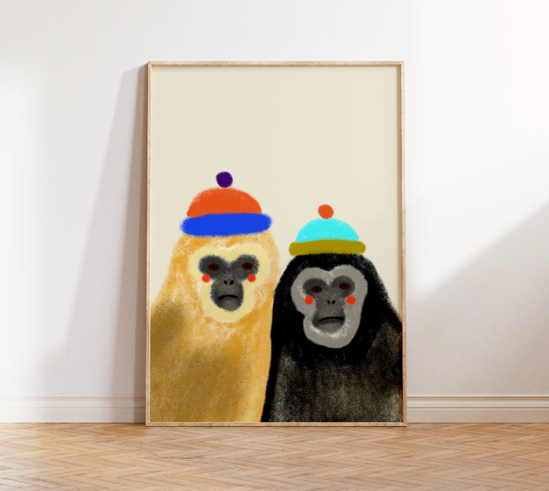 Hipster Gibbons Art Print Home Decor image 2